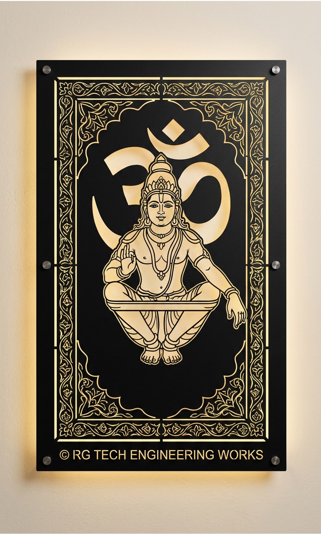 Laser cut Black powder coated mild steel Ayyappa design 4 by RG Tech Engineering