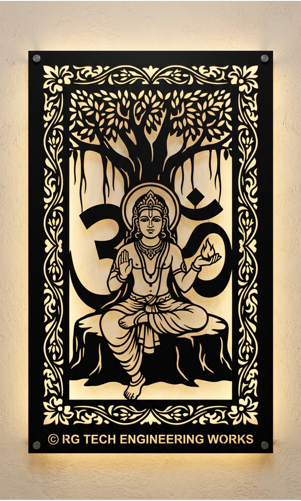 Laser cut Black powder coated mild steel Dakshinamurthy design 4 by RG Tech Engineering