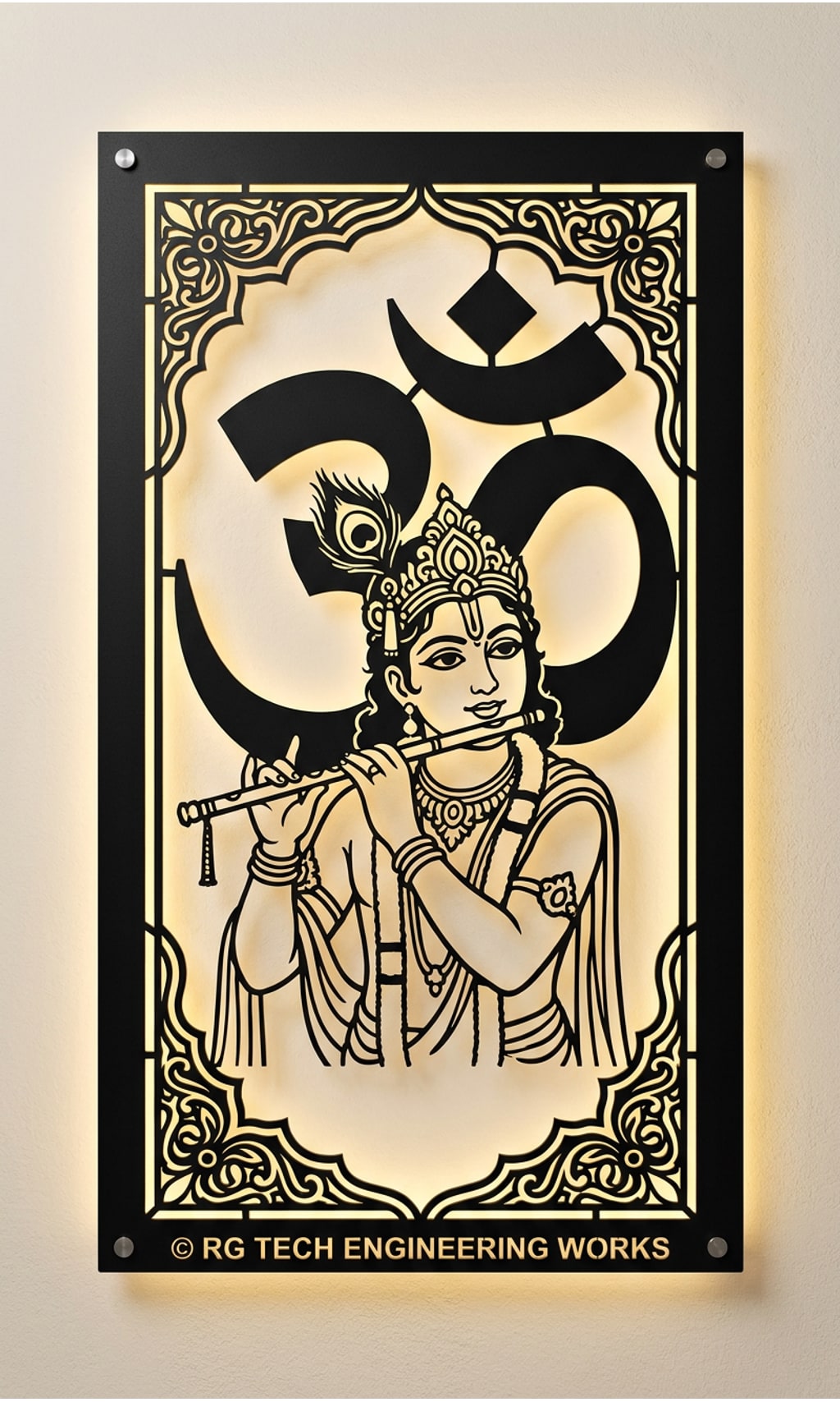Laser cut Black powder coated mild steel Krishna design 4 by RG Tech Engineering