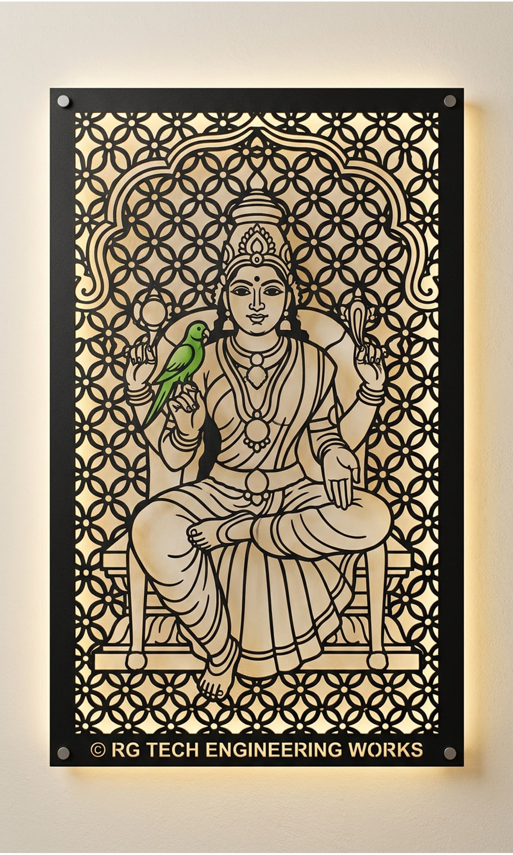 Laser cut Black powder coated mild steel Meenakshi Amman design 5 by RG Tech Engineering