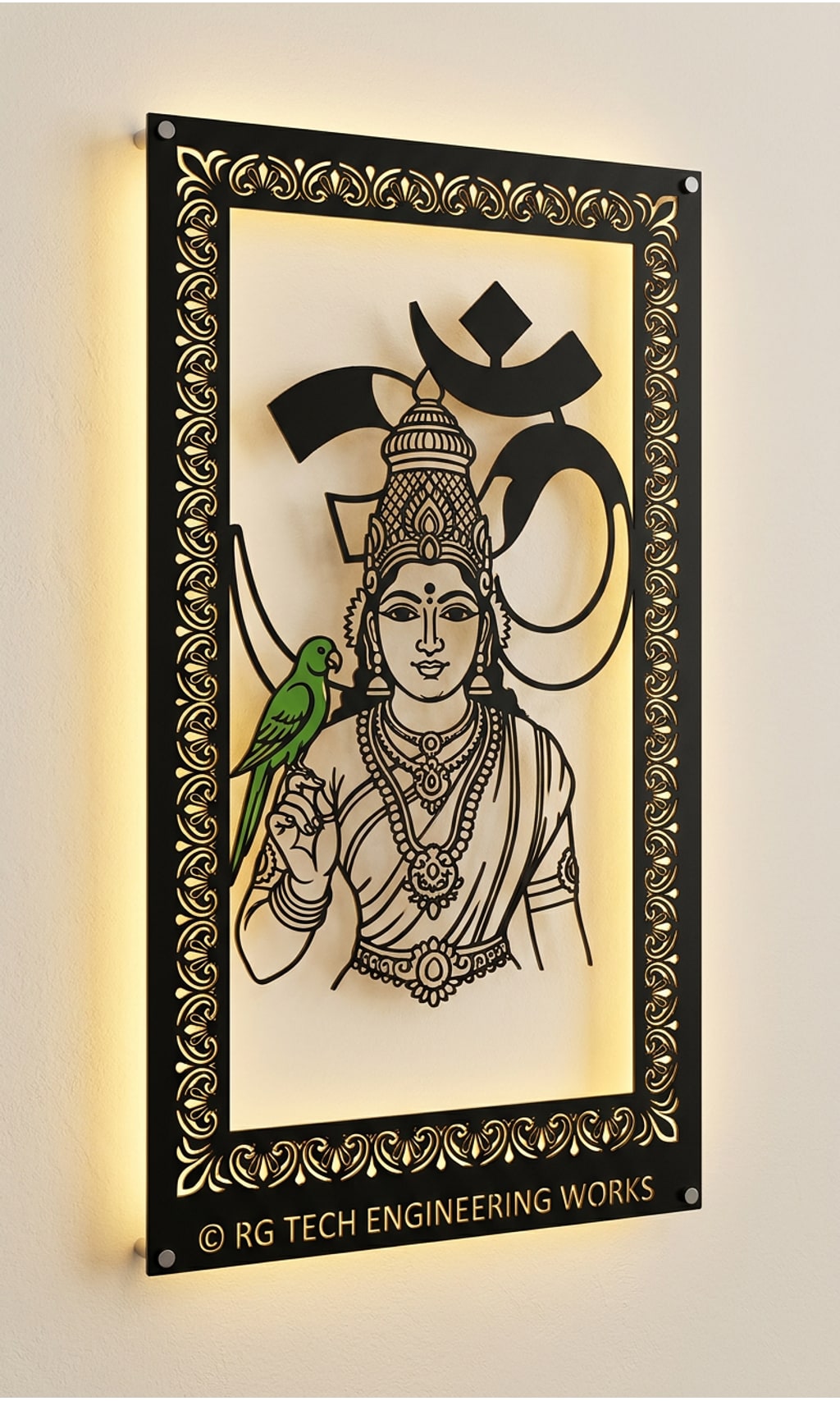 Laser cut Black powder coated mild steel Meenakshi Amman design 4 by RG Tech Engineering