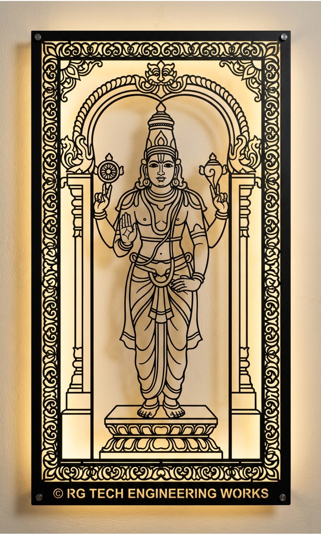 Laser cut Black powder coated mild steel Perumal design 3 by RG Tech Engineering