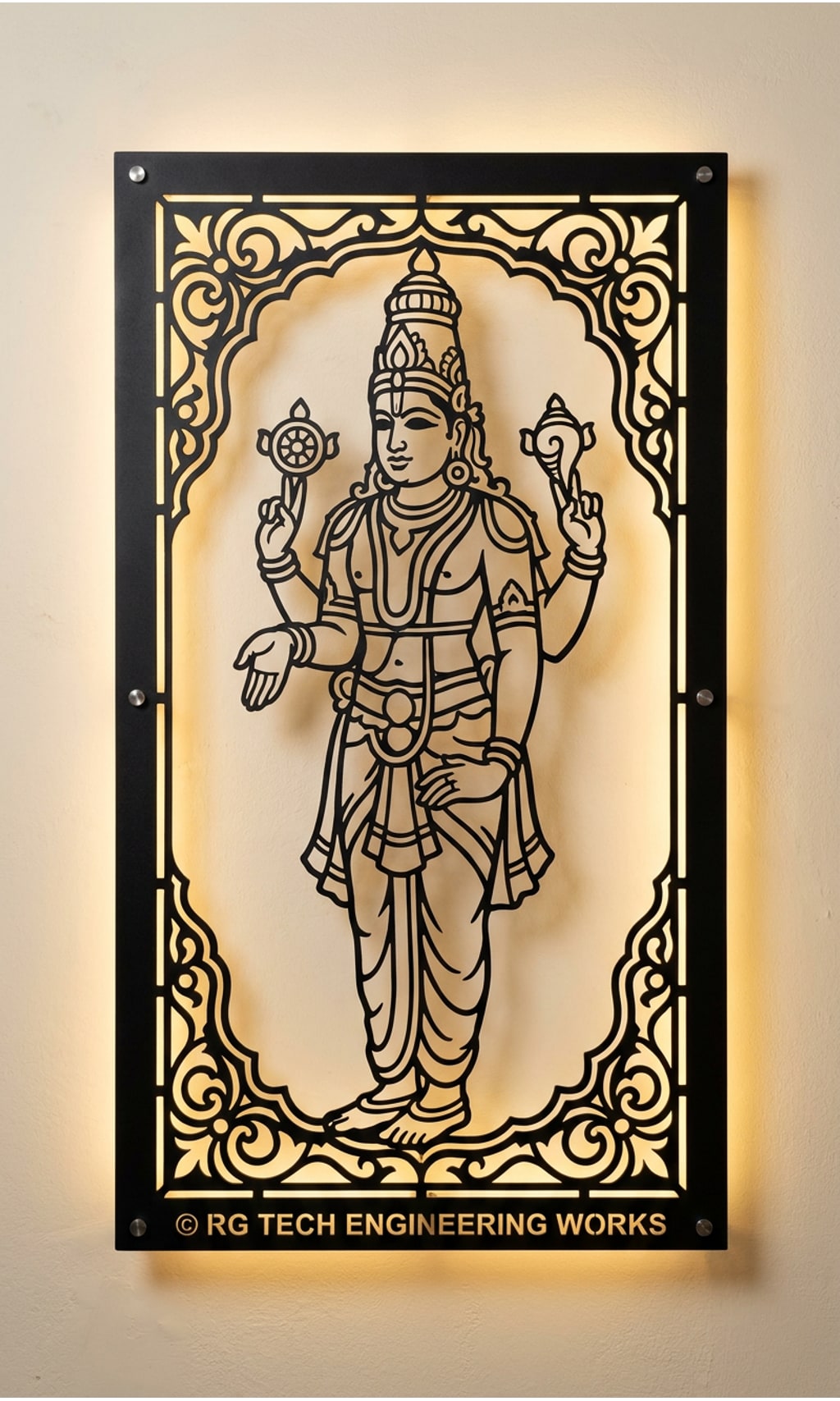 Laser cut Black powder coated mild steel Perumal design 6 by RG Tech Engineering