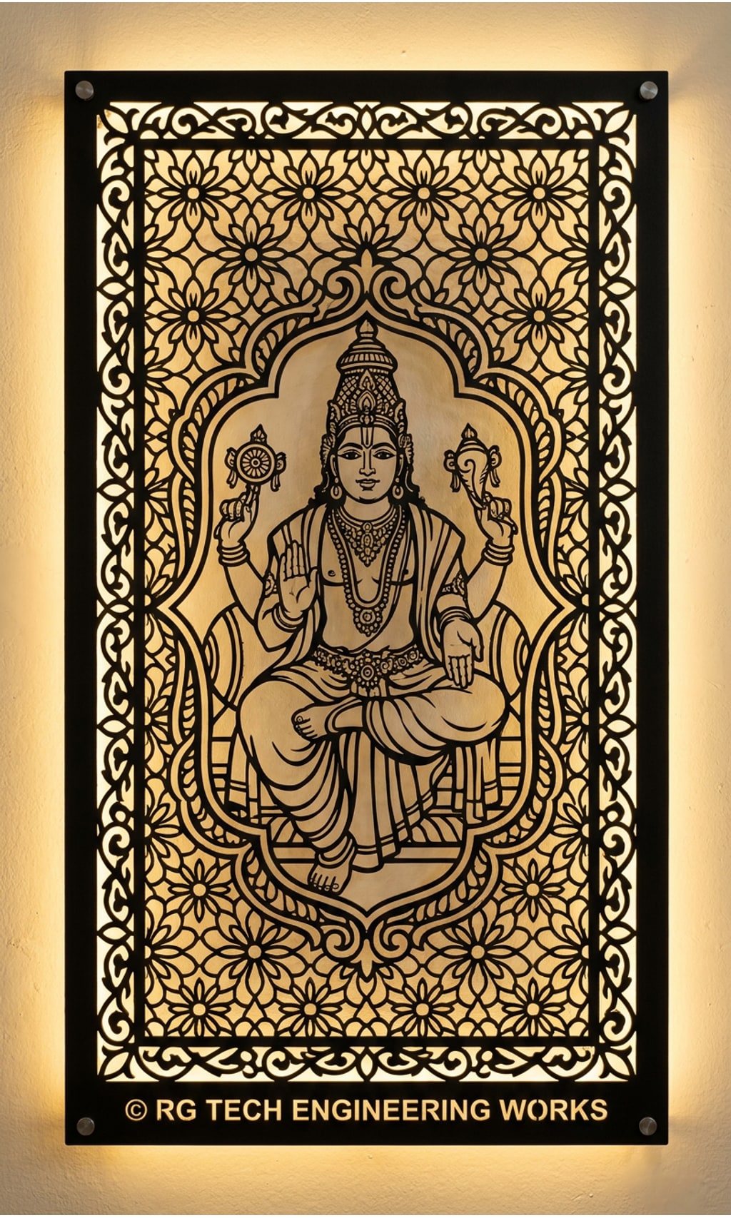 Laser cut Black powder coated mild steel Perumal design 5 by RG Tech Engineering