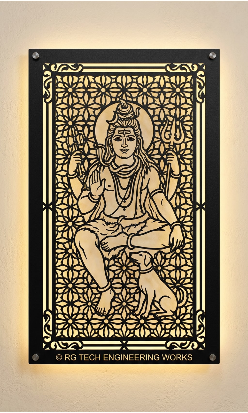 Laser cut Black powder coated mild steel Bhairava design 5 by RG Tech Engineering