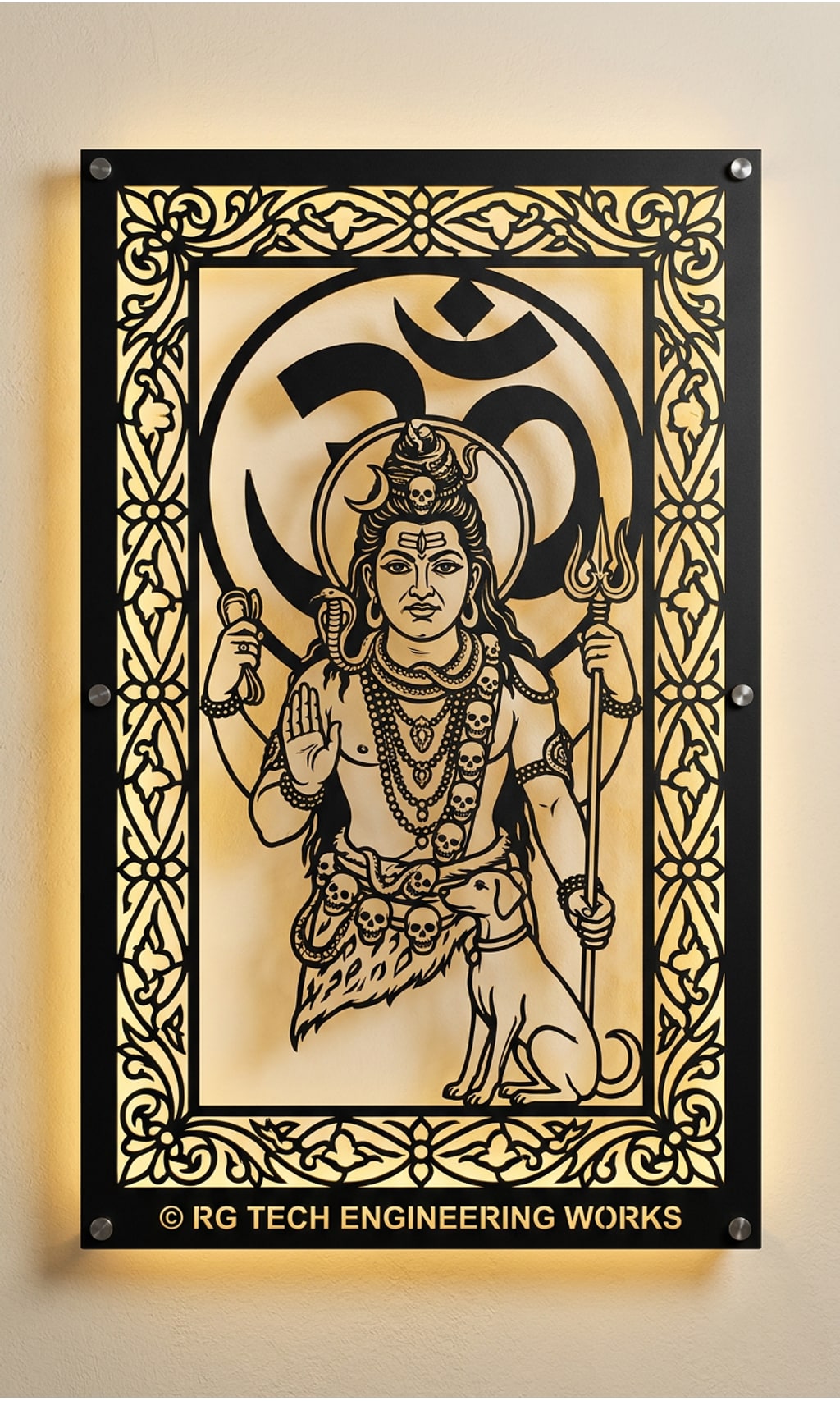 Laser cut Black powder coated mild steel Bhairava design 4 by RG Tech Engineering