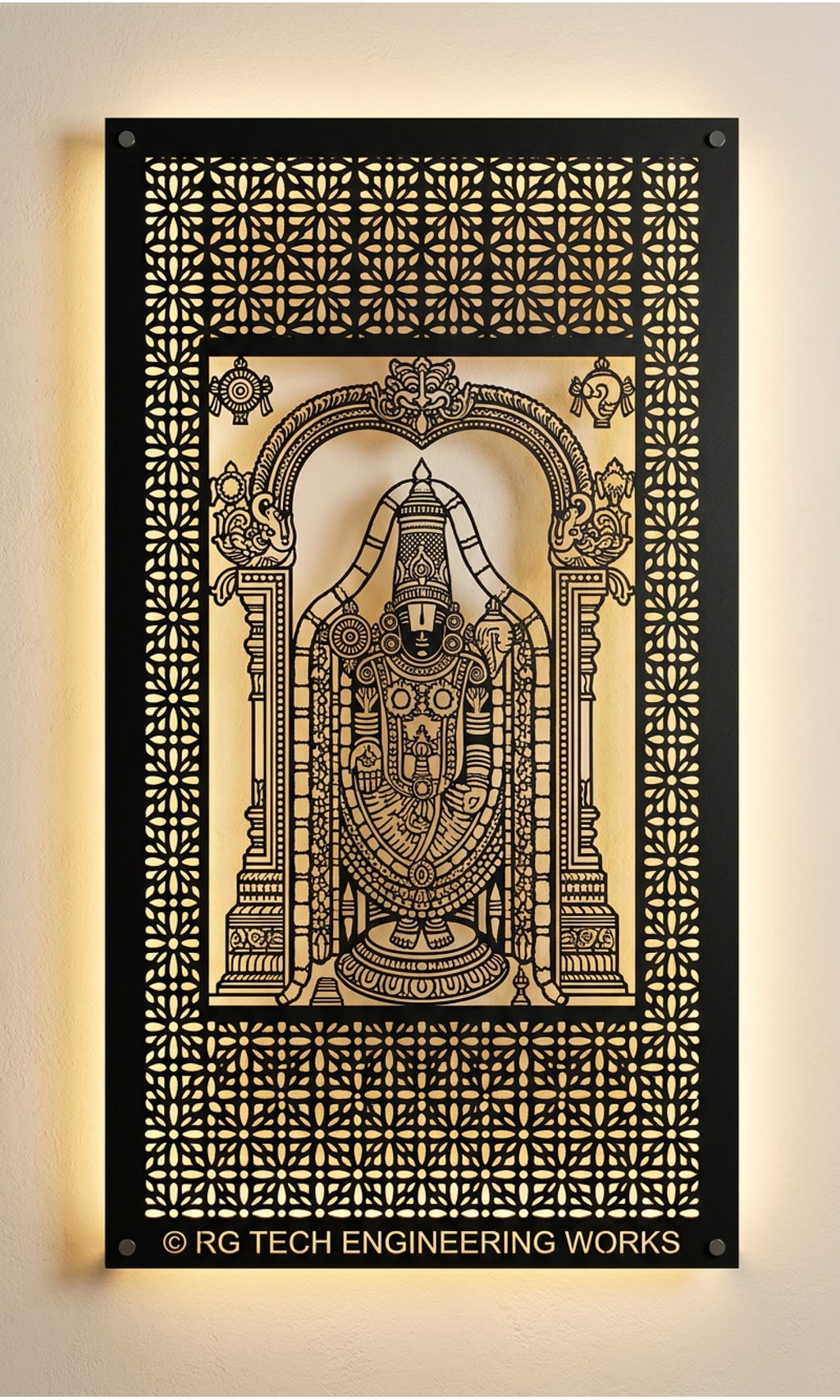 Laser cut Black powder coated mild steel Hindu Temple Decoration design 5 by RG Tech Engineering