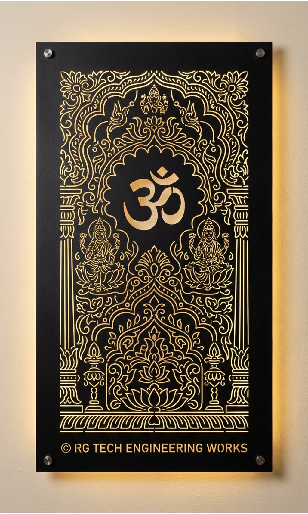 Laser cut Black powder coated mild steel Hindu Temple Decoration design 4 by RG Tech Engineering