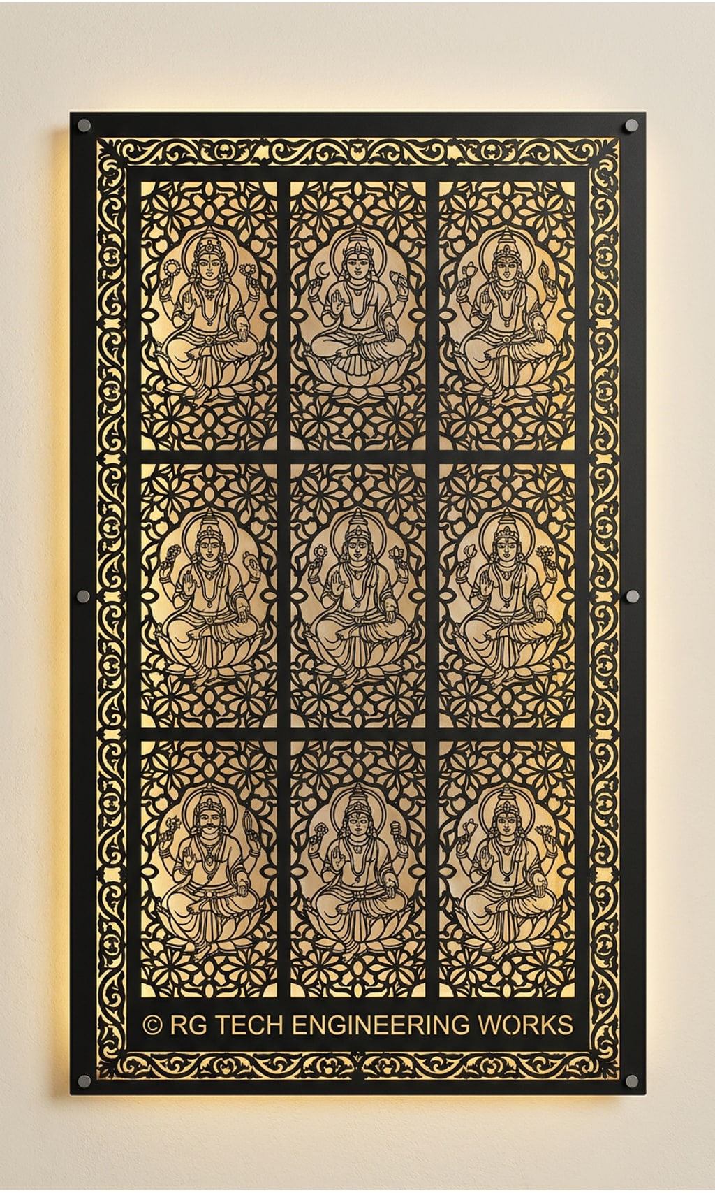 Laser cut Black powder coated mild steel Navagraha design 5 by RG Tech Engineering