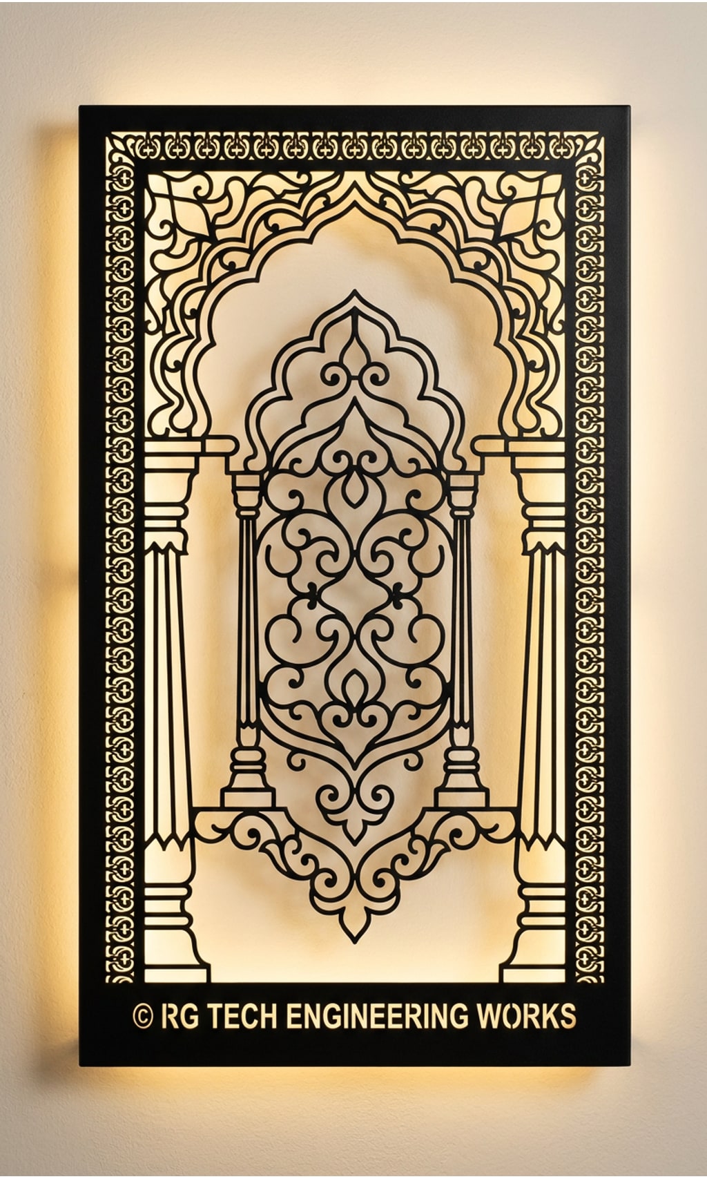 Laser cut Black powder coated mild steel Pooja Room design 3 by RG Tech Engineering