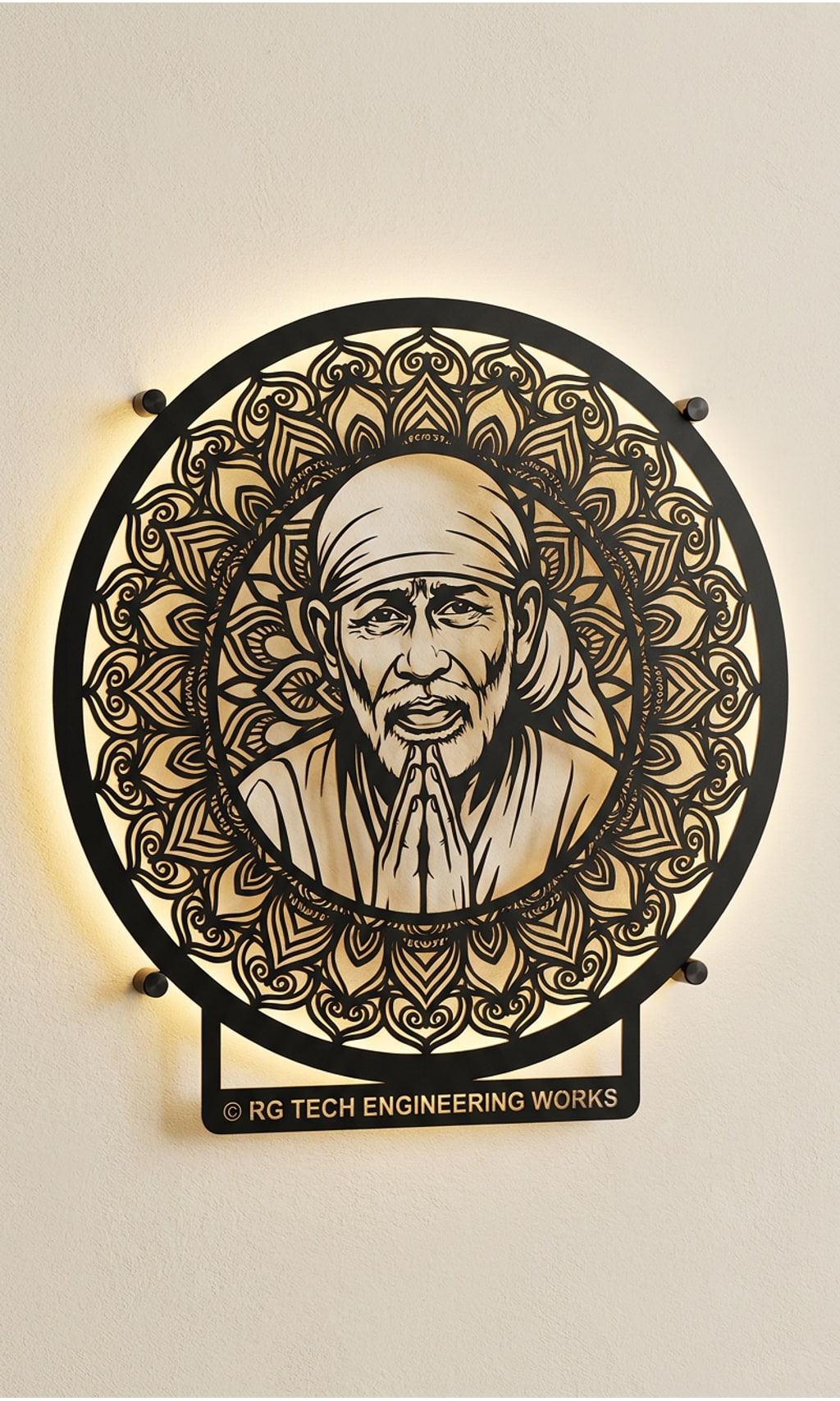Laser cut Black powder coated mild steel Shirdi Sai Baba design 2 by RG Tech Engineering