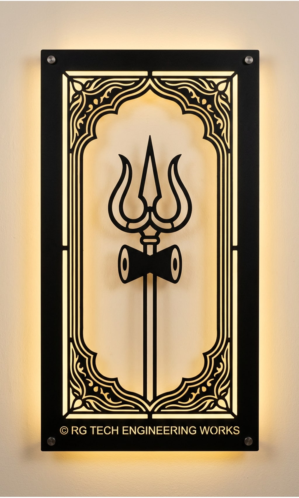 Laser cut Black powder coated mild steel Trishul design 6 by RG Tech Engineering