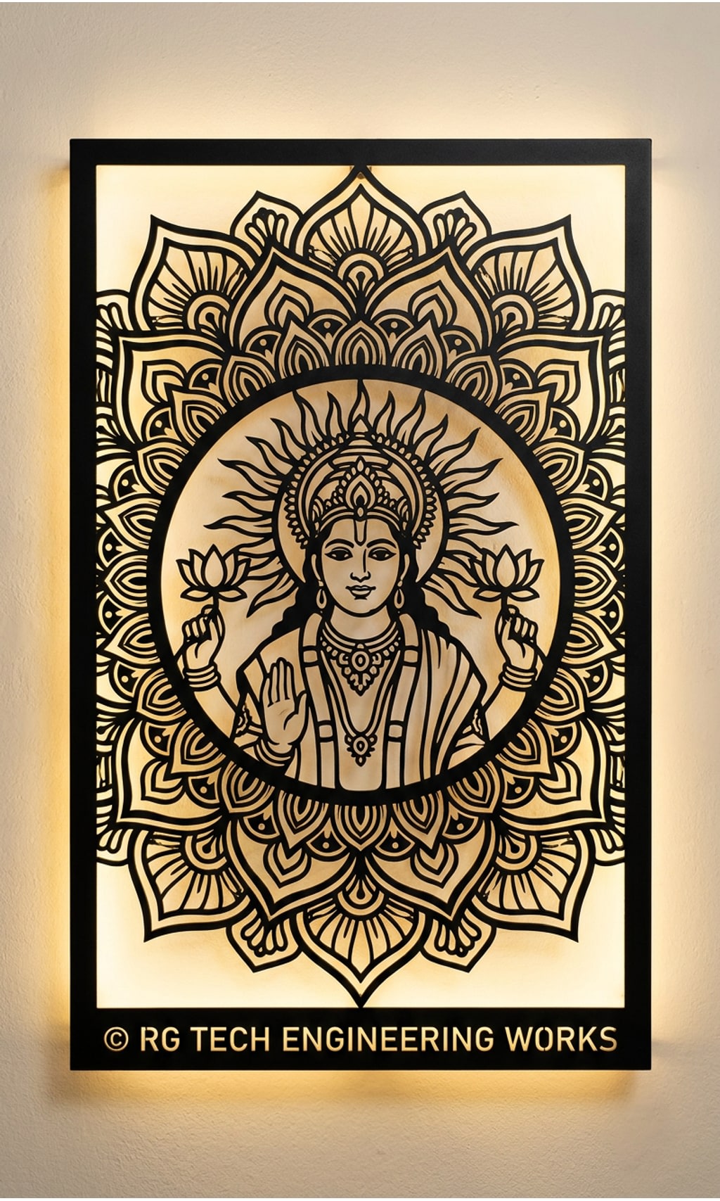 Laser cut Black powder coated mild steel Surya Bhagavan design 2 by RG Tech Engineering