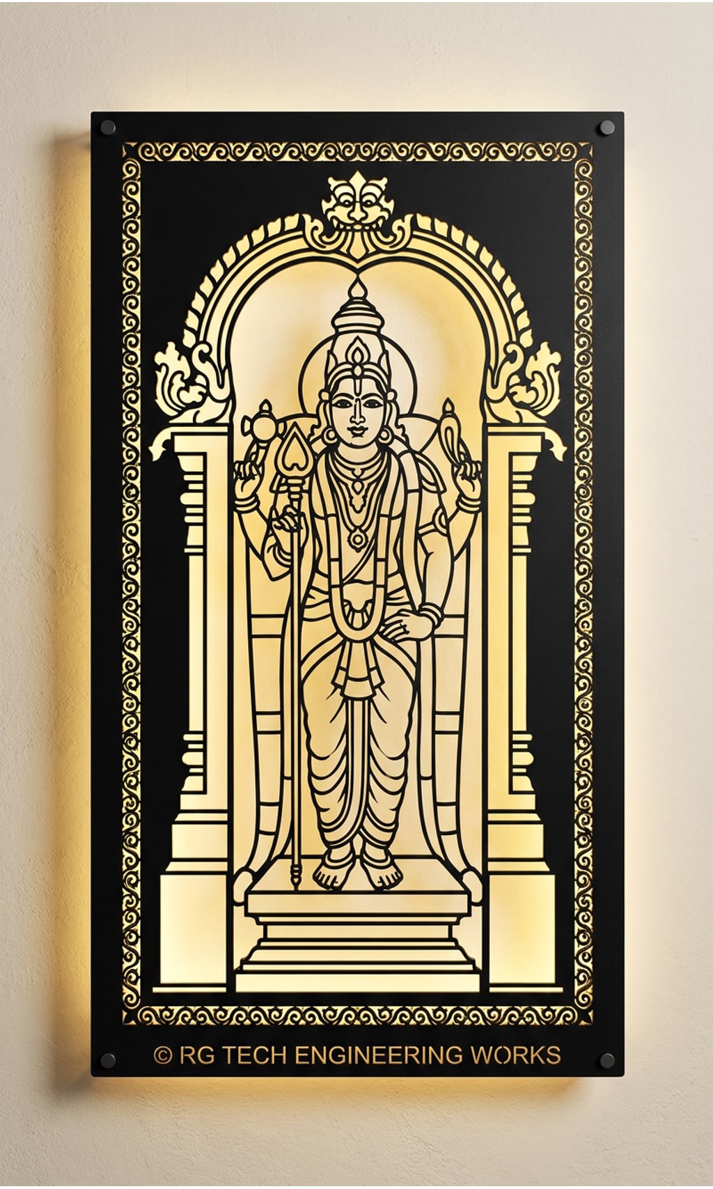 Laser cut Black powder coated mild steel Madurai Veeran design 3 by RG Tech Engineering