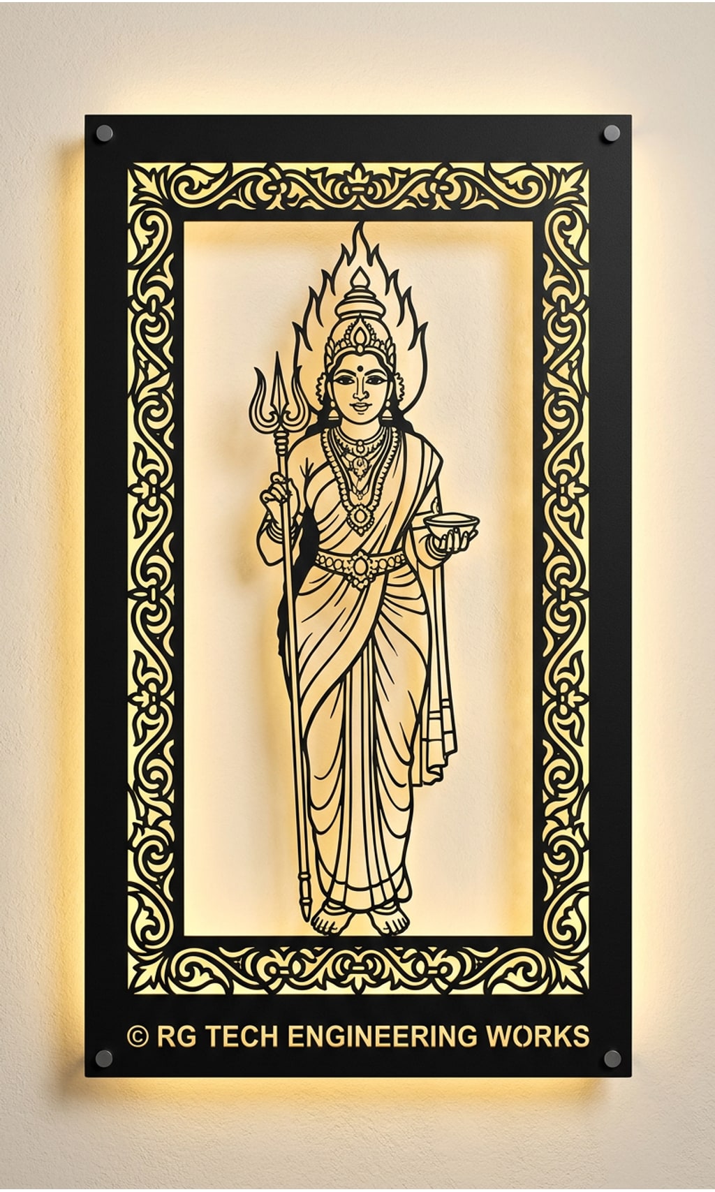 Laser cut Black powder coated mild steel Mariamman design 6 by RG Tech Engineering