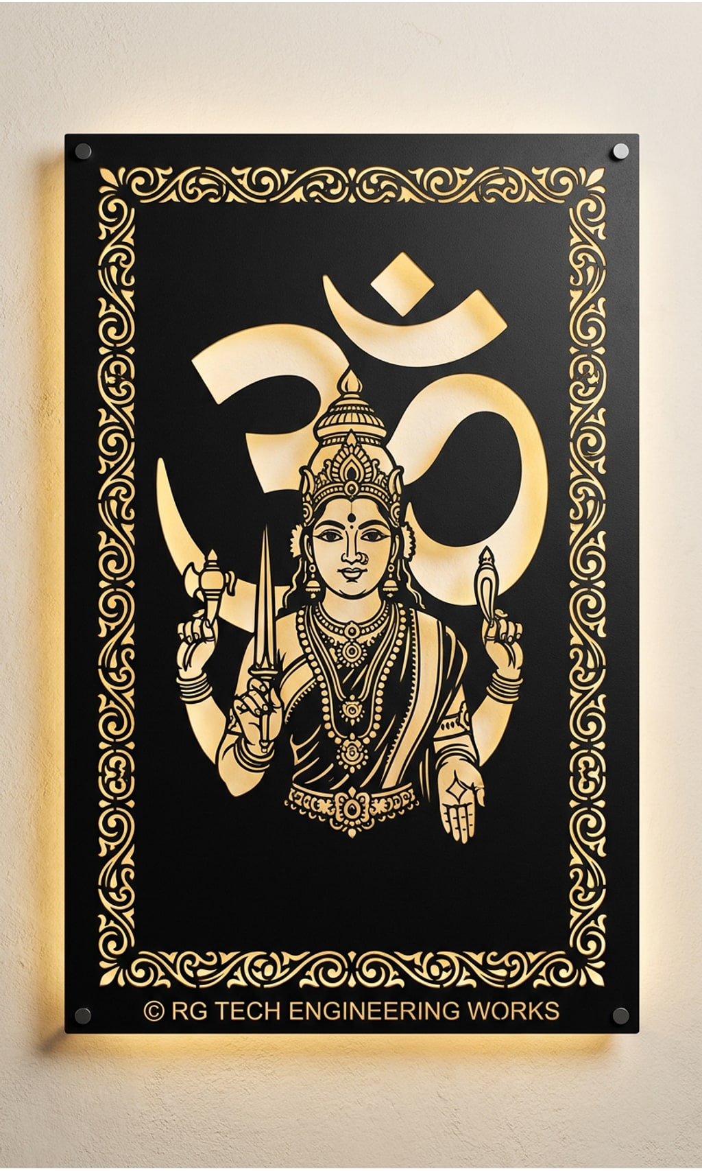 Laser cut Black powder coated mild steel Mariamman design 4 by RG Tech Engineering