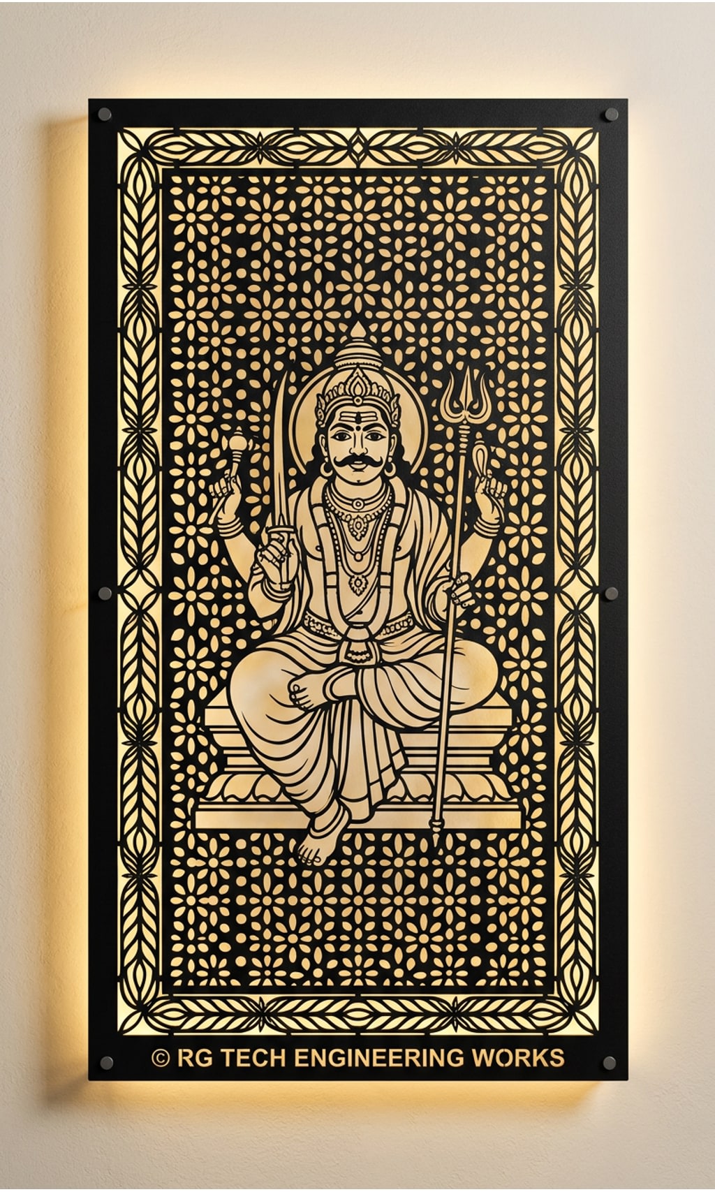 Laser cut Black powder coated mild steel Muneeswaran design 5 by RG Tech Engineering