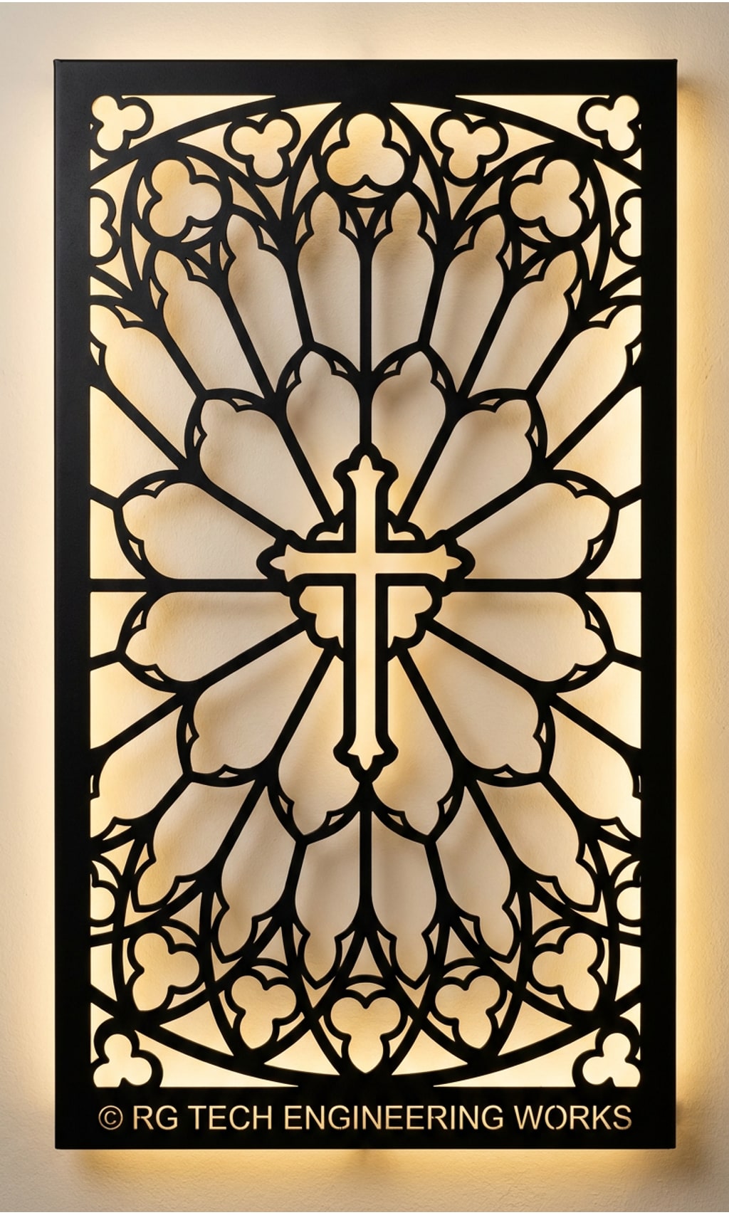 Laser cut Black powder coated mild steel Holy Cross design 3 by RG Tech Engineering
