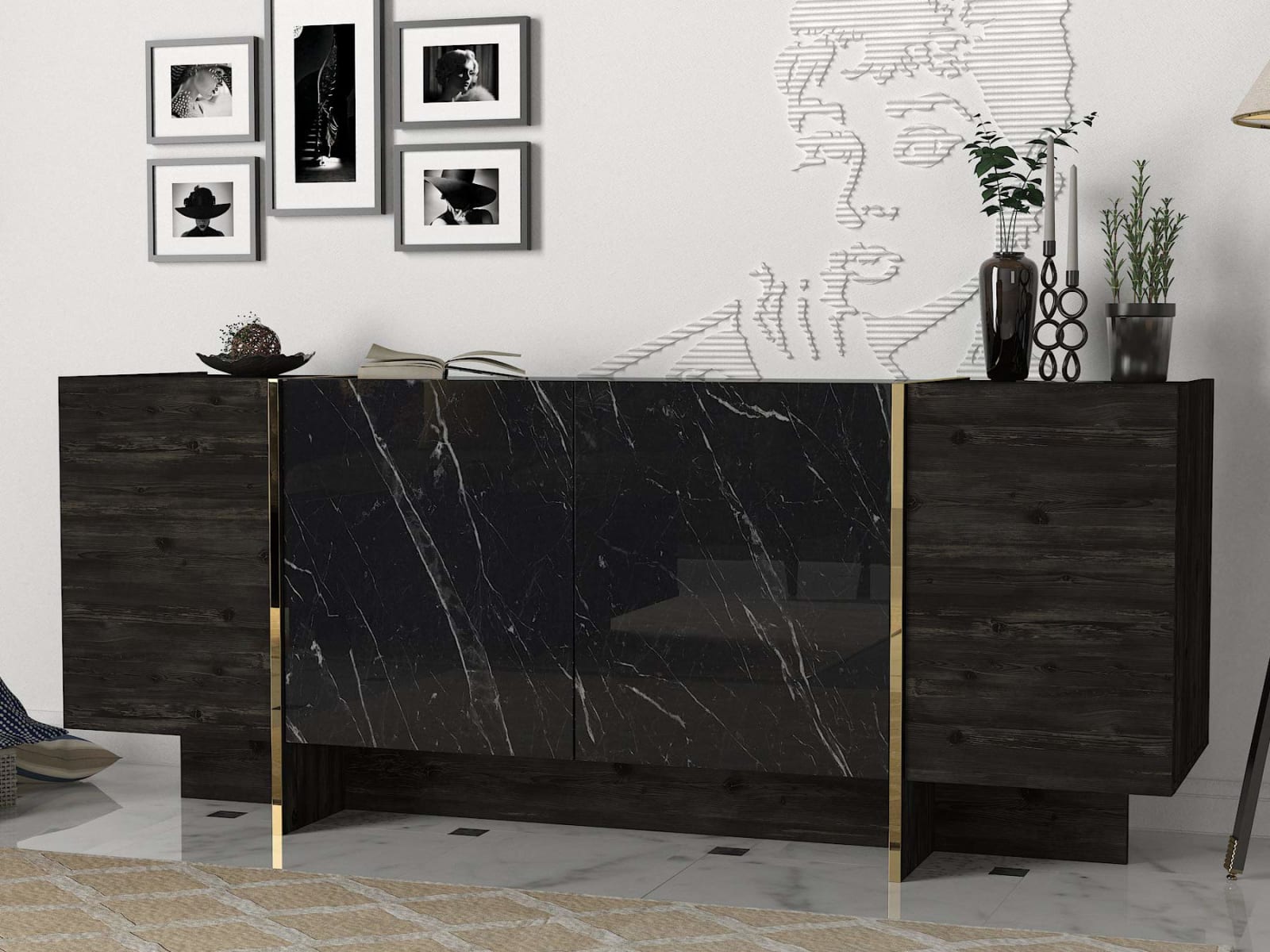 Buffet - console Veyron avec miroir