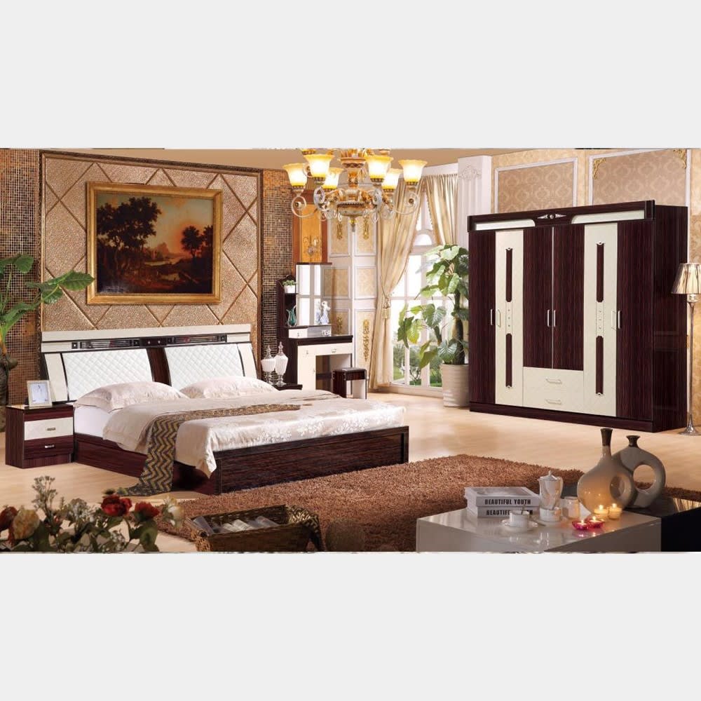Ensemble Chambre à Coucher Marron Blanc