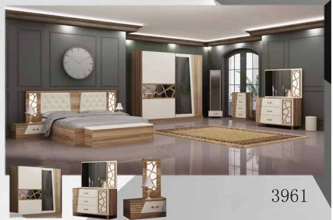 Ensemble chambre complète - lit, armoire, commode, miroir