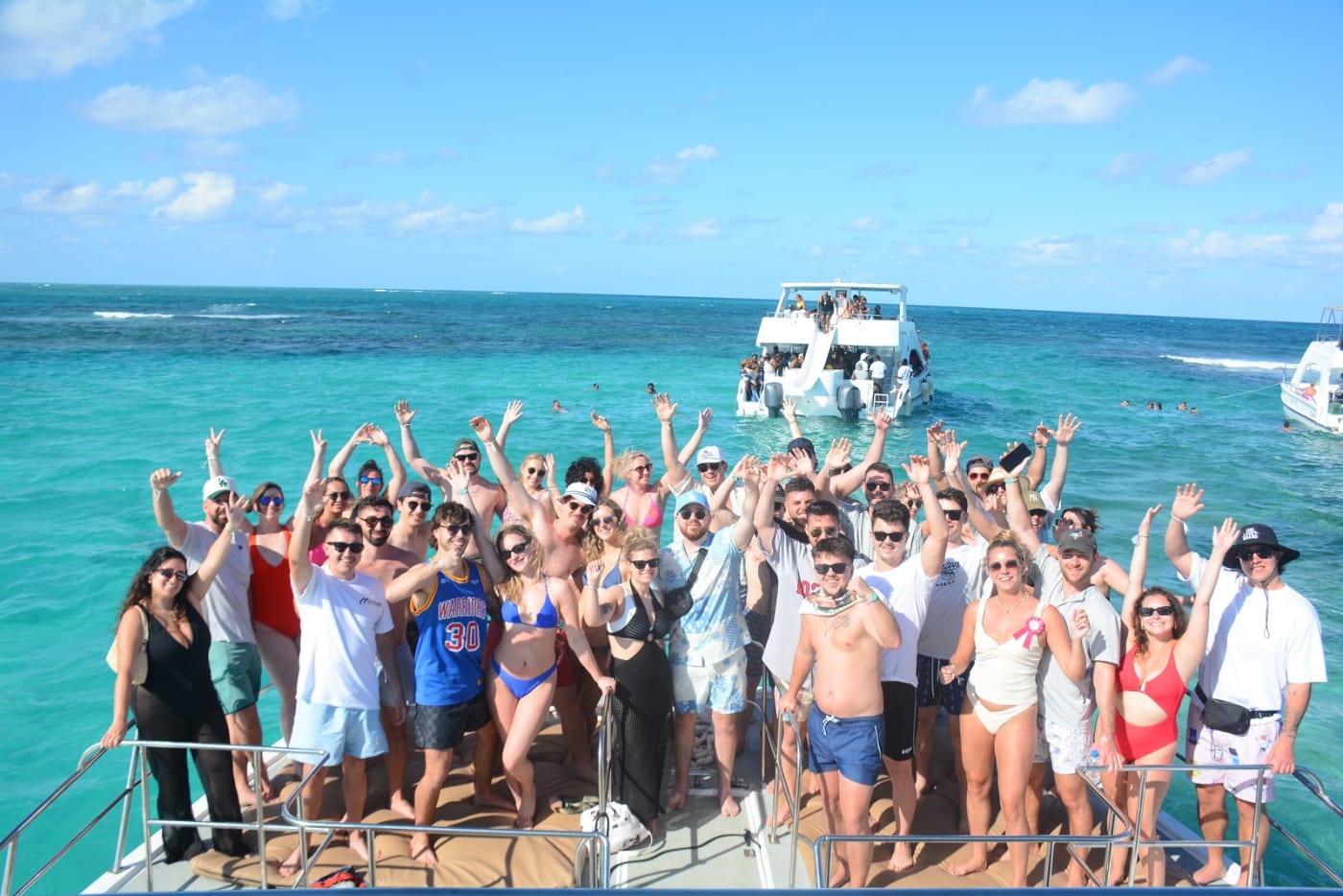 Friends in the natural pool sandbar, Punta Cana