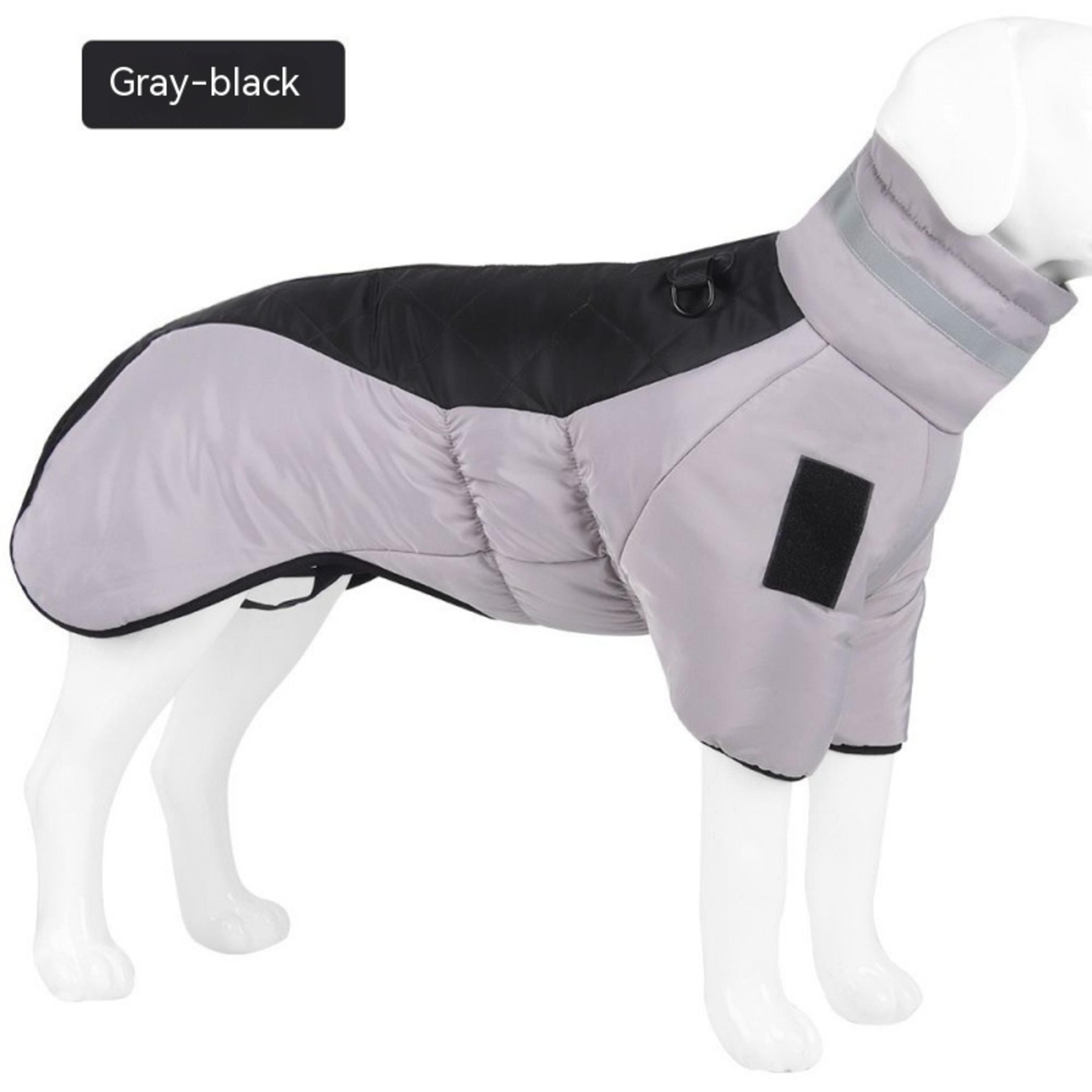 Gris/Noir — Manteau d'Hiver Réfléchissant Grand Chien