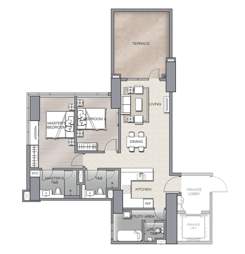 The Velaris Residences Two-Bedroom Terrace Suite