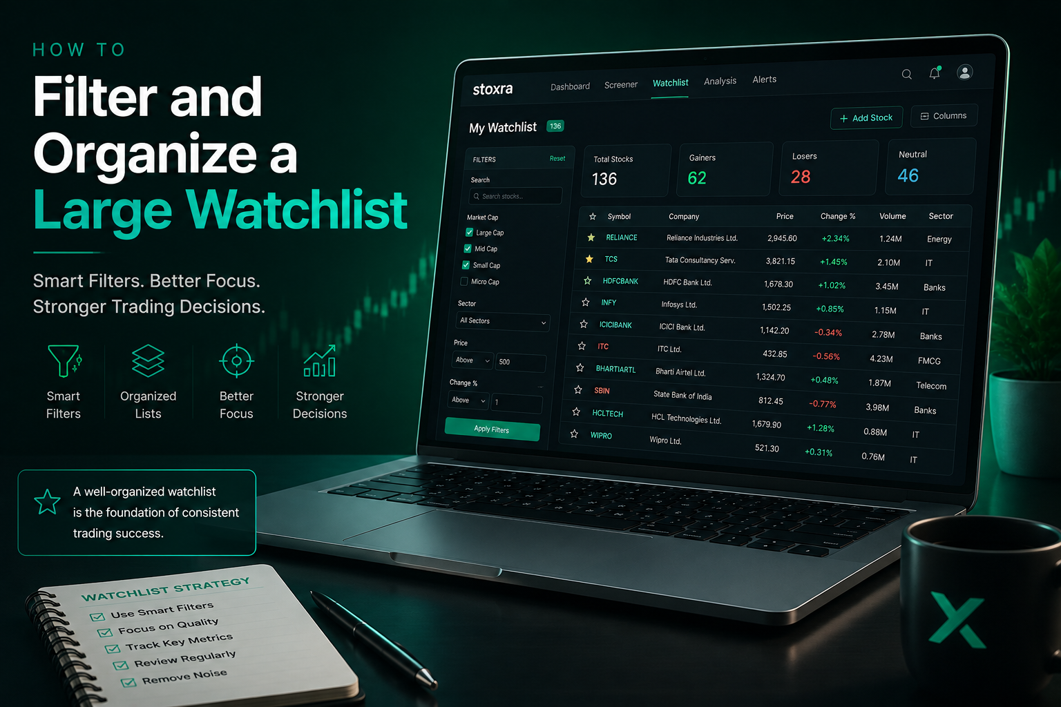 How to filter and organize a large stock watchlist