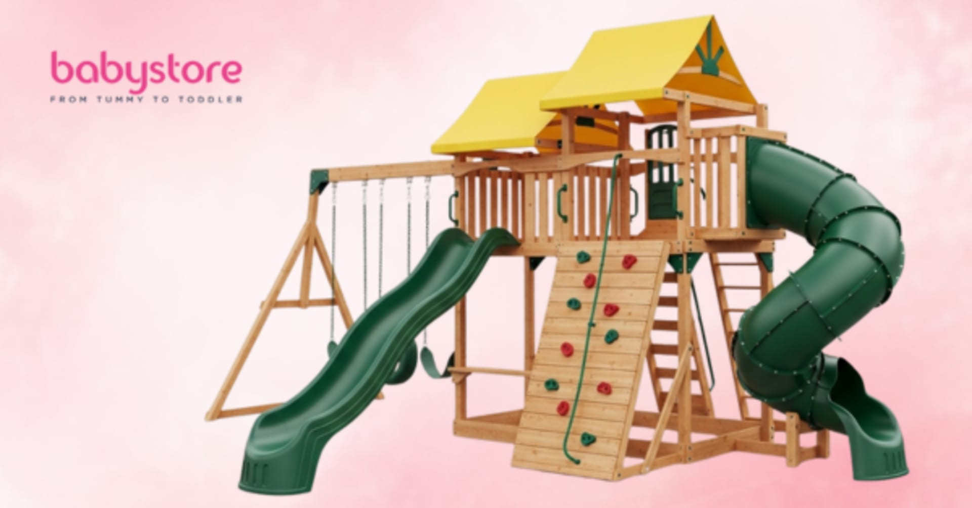 Homepage banners and product ads for BabyStore (2025) — Product ad, 600×314 — wooden playground