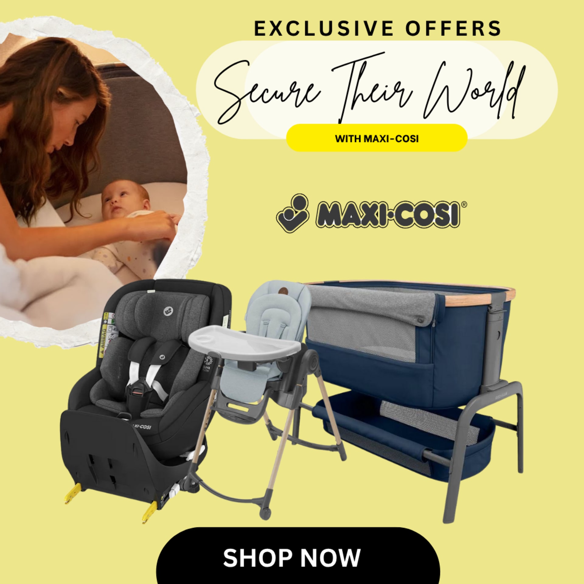 Summer to back-to-school social campaigns for BabyStore (2025) — Maxi-Cosi — “Secure their world”