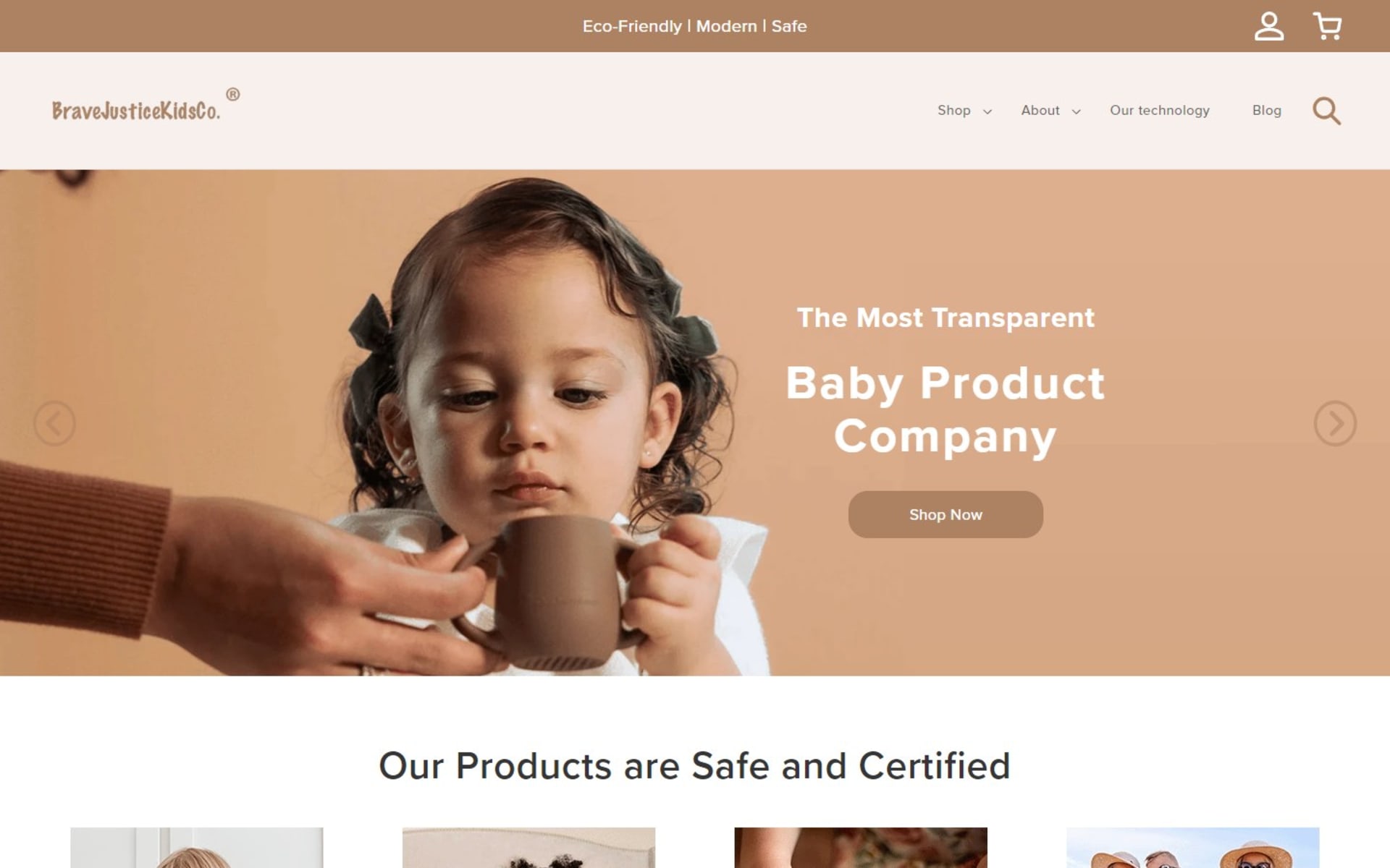 Shopify store for BraveJusticeKidsCo, silicone baby and toddler goods