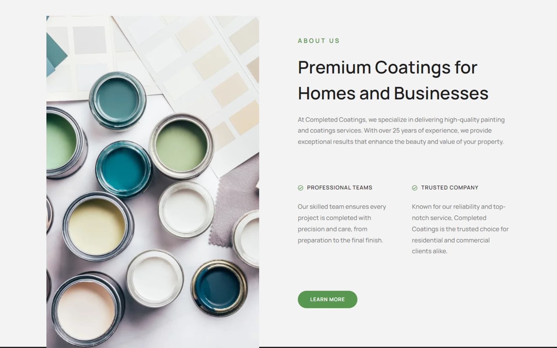 WordPress site for Completed Coatings, a San Diego coatings company