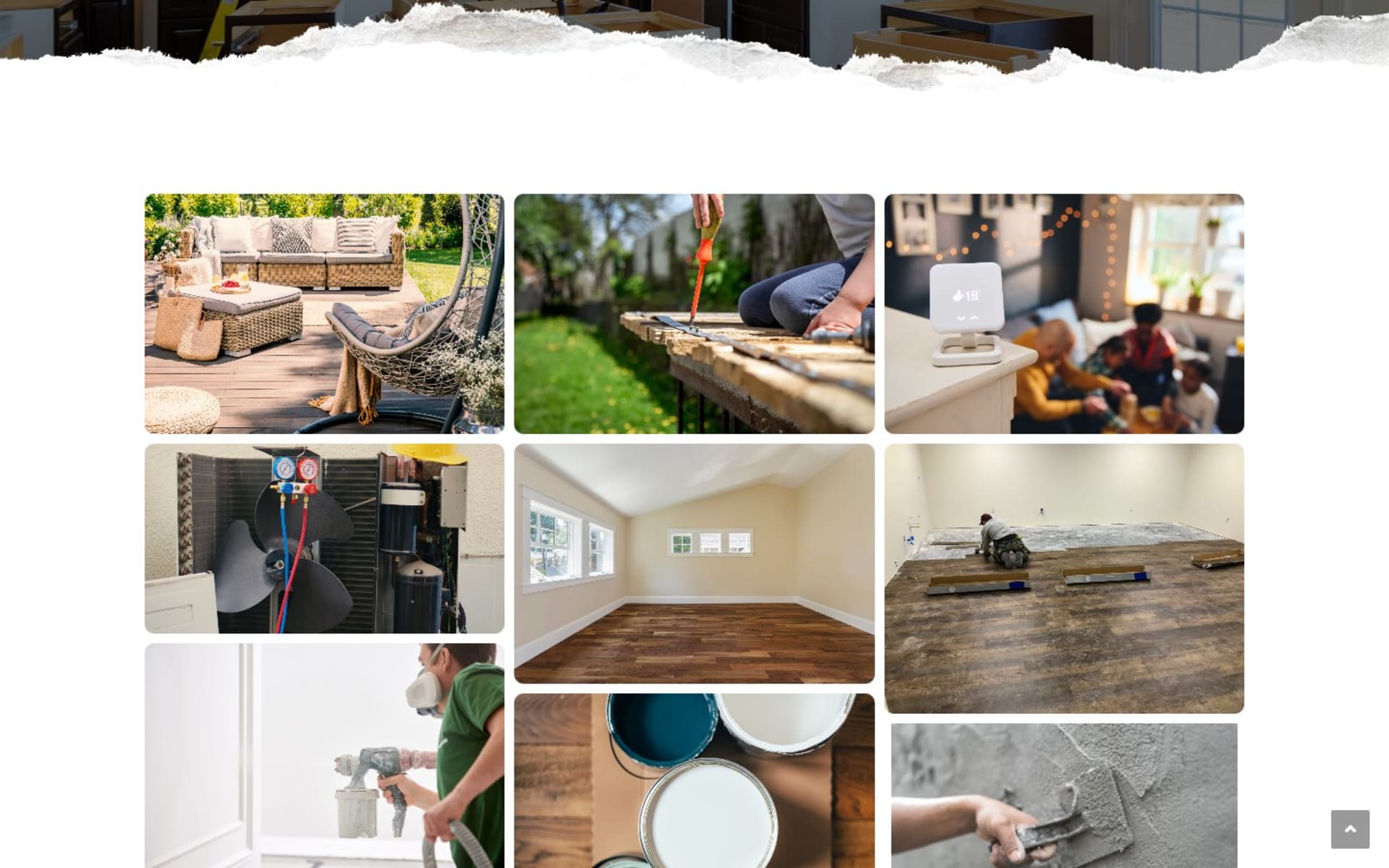 WordPress site for Completed Home Improvements, a San Diego remodeler, Gallery: project photos in a masonry grid