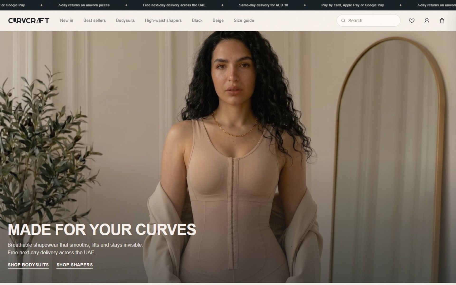 Custom Next.js store for CurvCraft, a Dubai shapewear brand