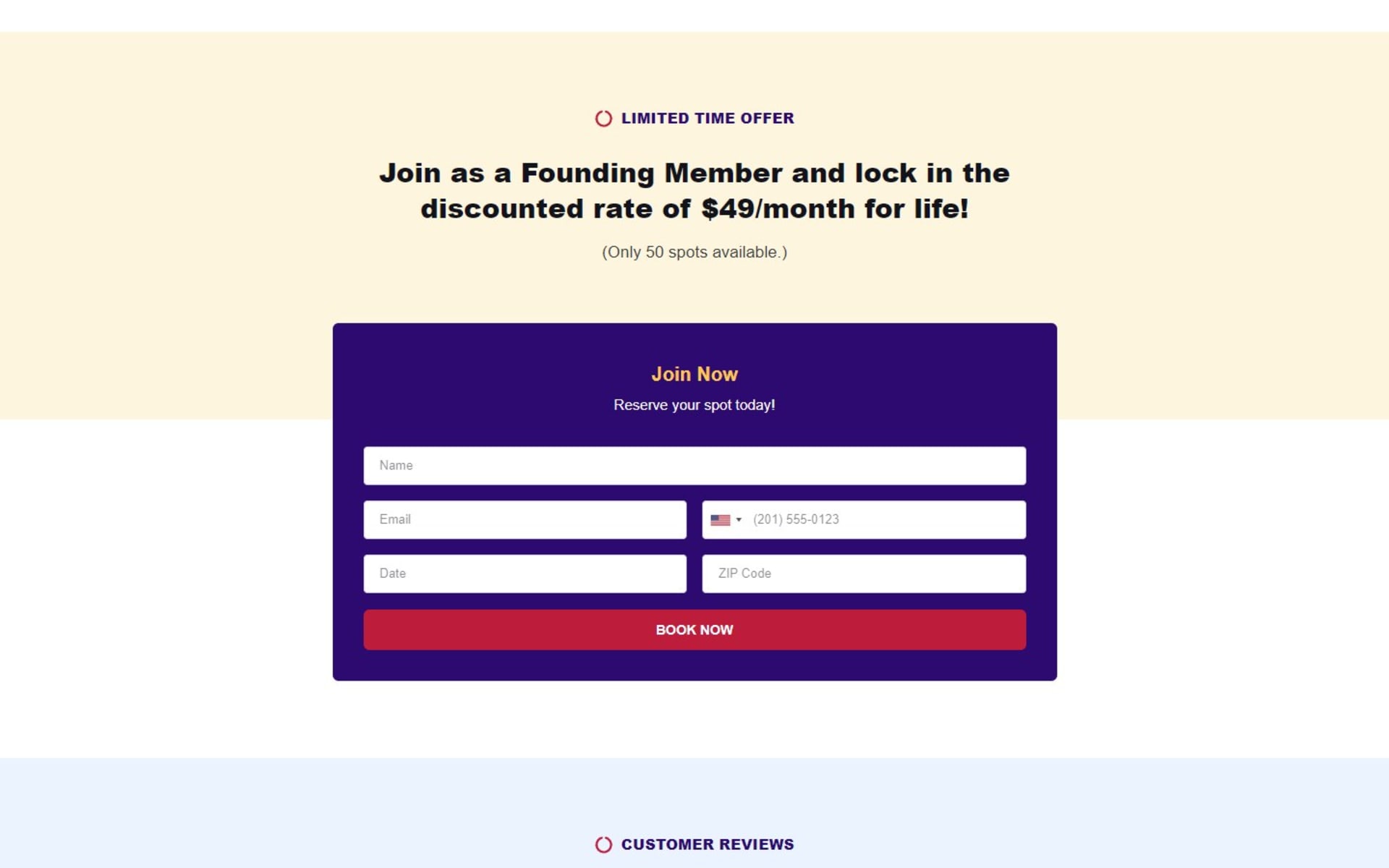 WordPress site for Damman’s Plumbing, a San Diego County plumber, Founding member offer with a Join Now form