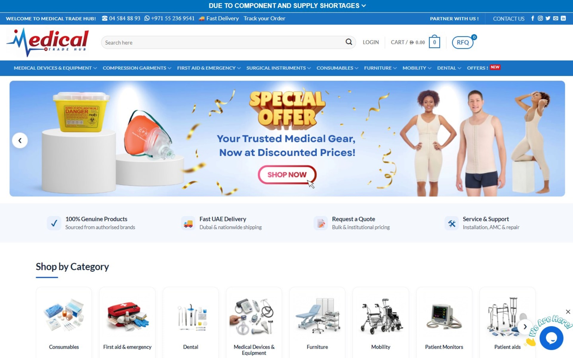 WooCommerce store and quote desk for Medical Trade Hub, Dubai