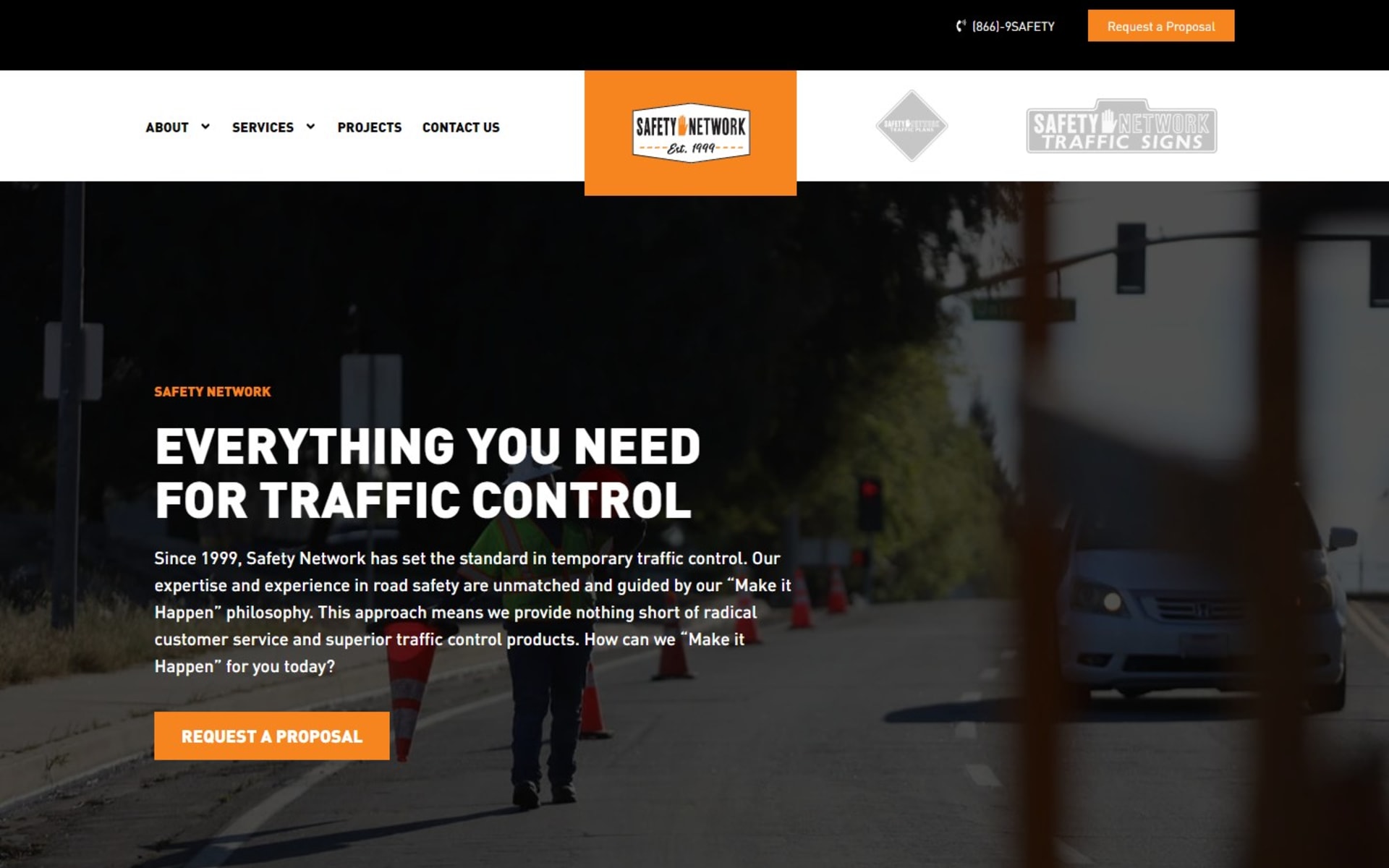 Three-division traffic control website for Safety Network, Inc.