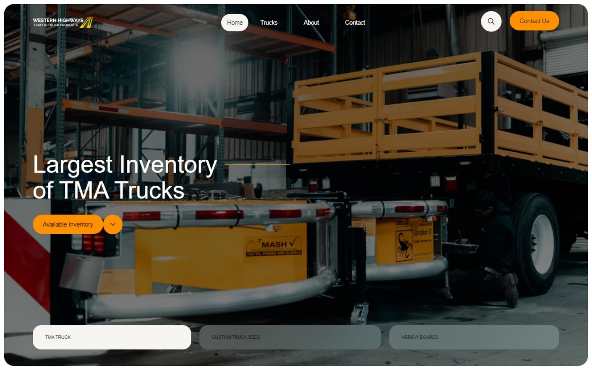 TMA truck inventory site for Western Highways at tmacrashtrucks.com