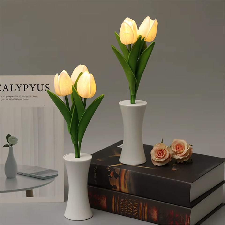 Tulips Artificial Flowers LED Night Light Bouquet Light Bedroom Bedside Dormitory Decoration Atmosphere Light Home Table Lamp