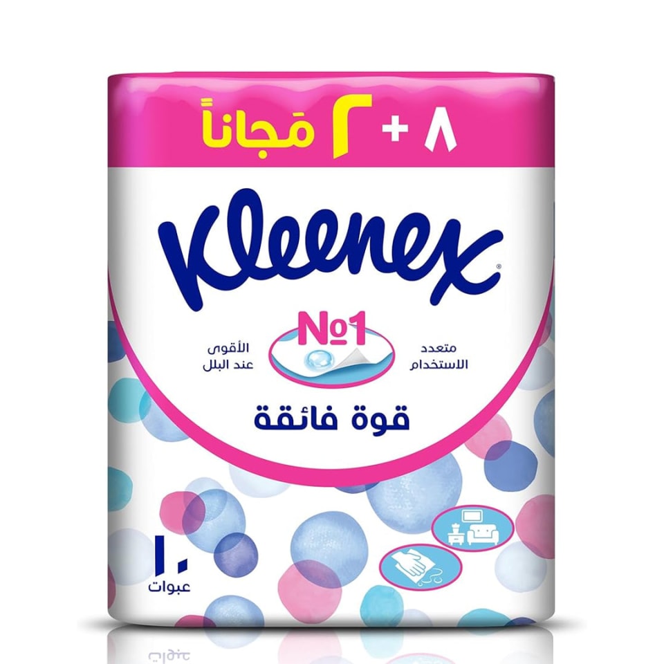 كلينكس مناديل وجه فائقة القوة طبقتين 10 عبوات × 130 منديل