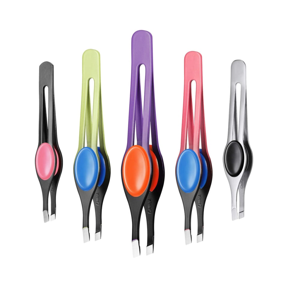 Non-Slip Grip Tweezers Slanted Tip Stainless Steel Tweezer 12PCS