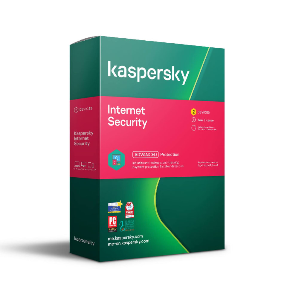 Kaspersky Internet Security, Antivirus Software Licence for 2 devices 365 Days