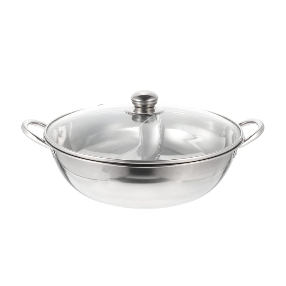 Stainless Steel Hot Pot with Glass Lid 23cm