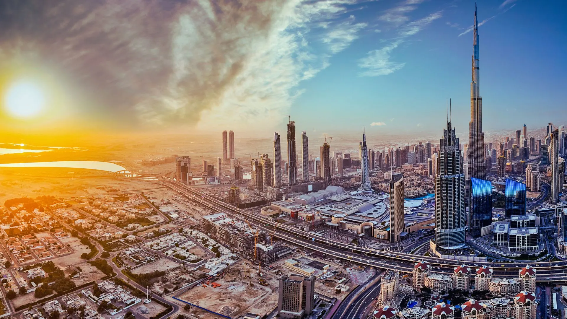 Dubai skyline at dusk