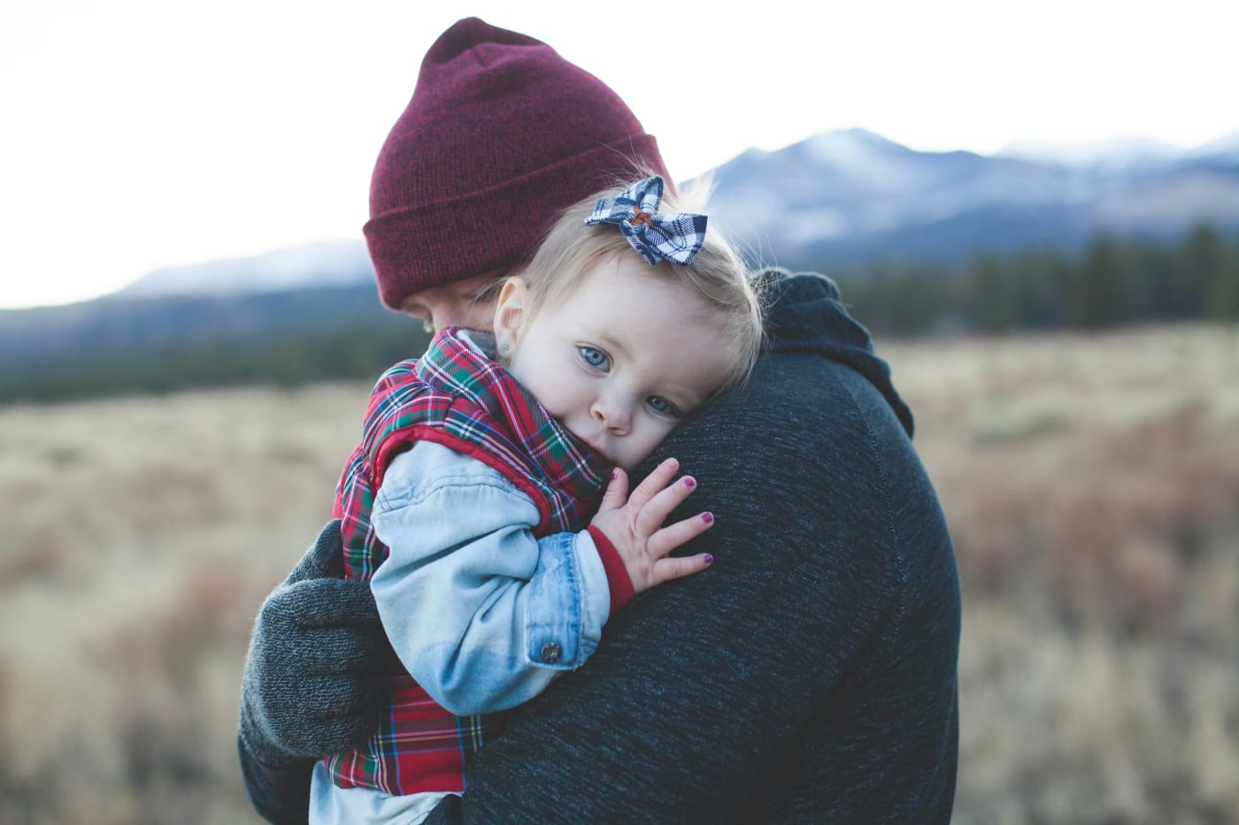 Family exploring the ponderosa pine forest near Flagstaff, Arizona