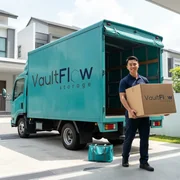 Mover picking up boxes at customer's
