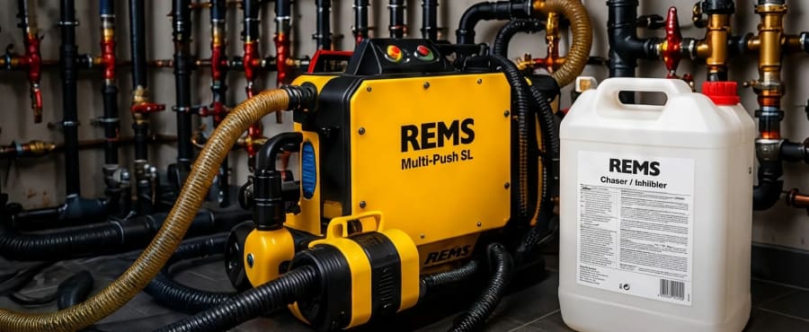 Stroj REMS Multi-Push připravený k čištění topného systému