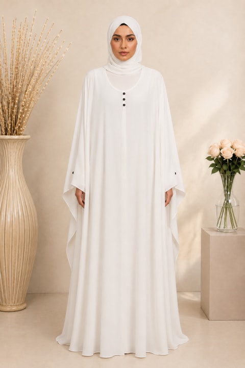 Malaysian Flyer Butterfly Abaya - White