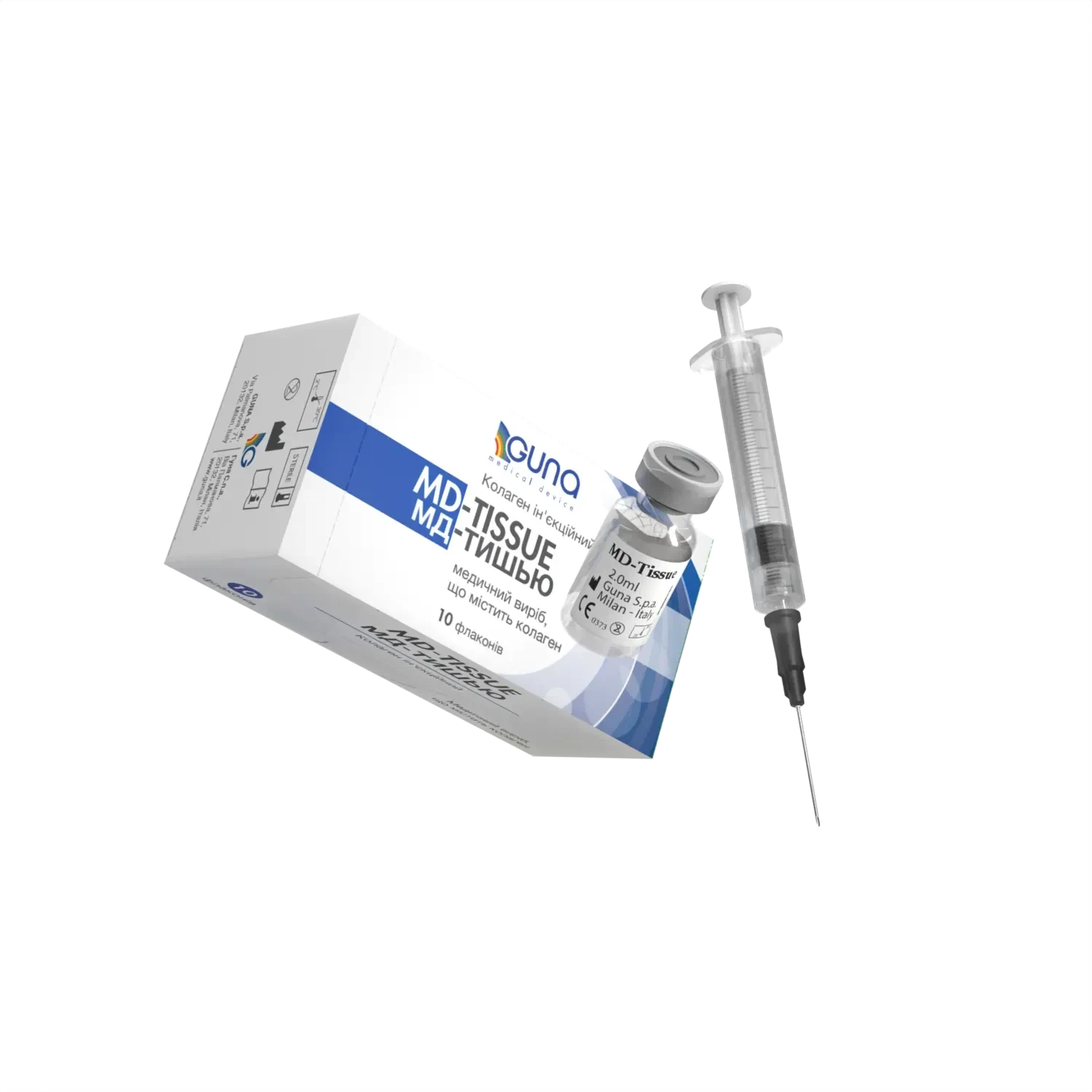 Упаковка, флакон і шприц медичного виробу MD-Tissue